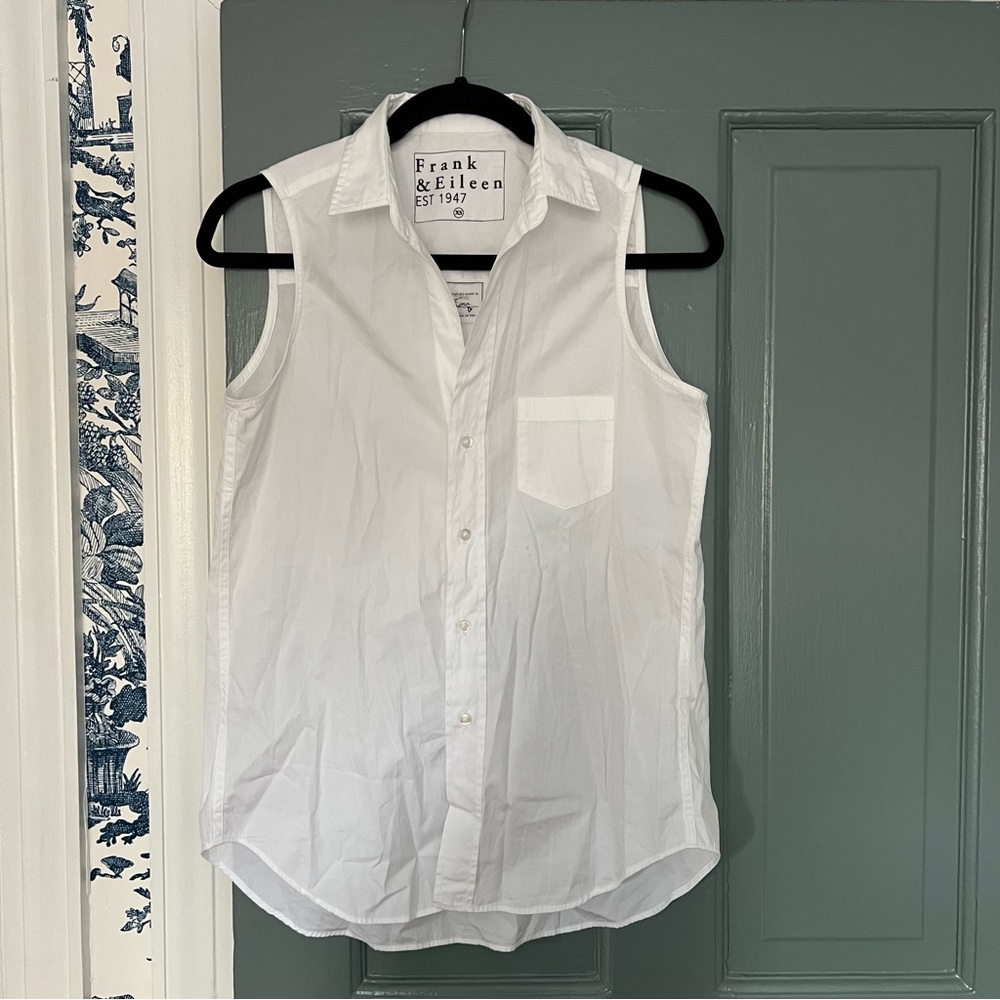 Frank & Eileen Sleeveless White Blouse Size XS